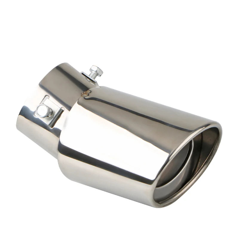 Universal 2.5'' Chrome Stainless Steel Exhaust Muffler Tip – Sporty Rear Tail Pipe for Most Cars