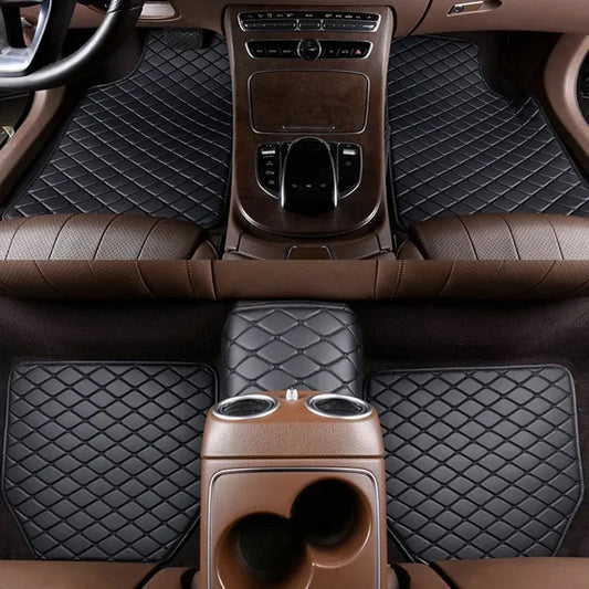 5Pcs Universal Car Floor Mats – Premium PU Leather Waterproof Foot Pad Protector Set for Auto Interior