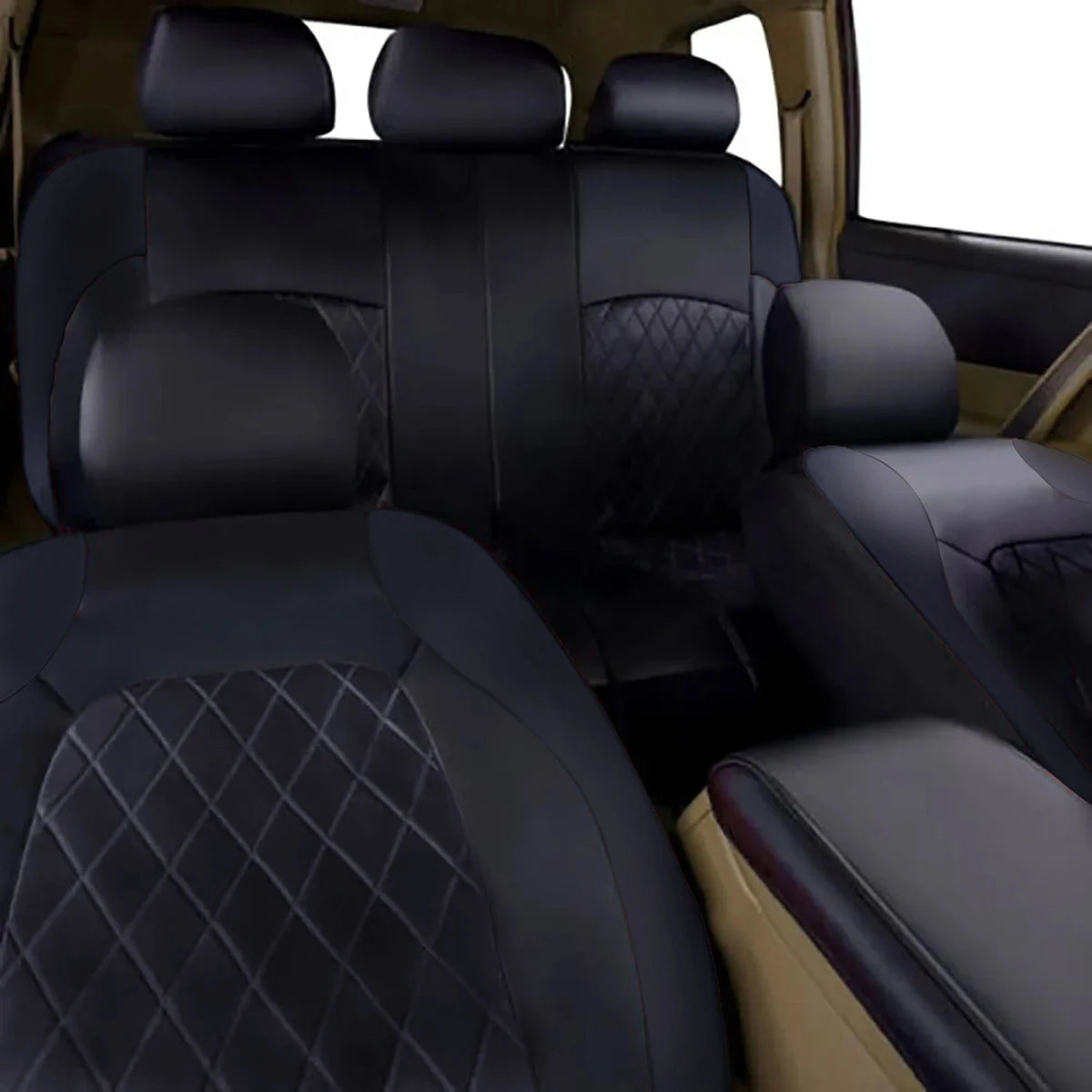 Premium All-Season PU Leather Car Seat Covers β Waterproof, Quilted, Full-Surround Protection for Cars, SUVs & Trucks