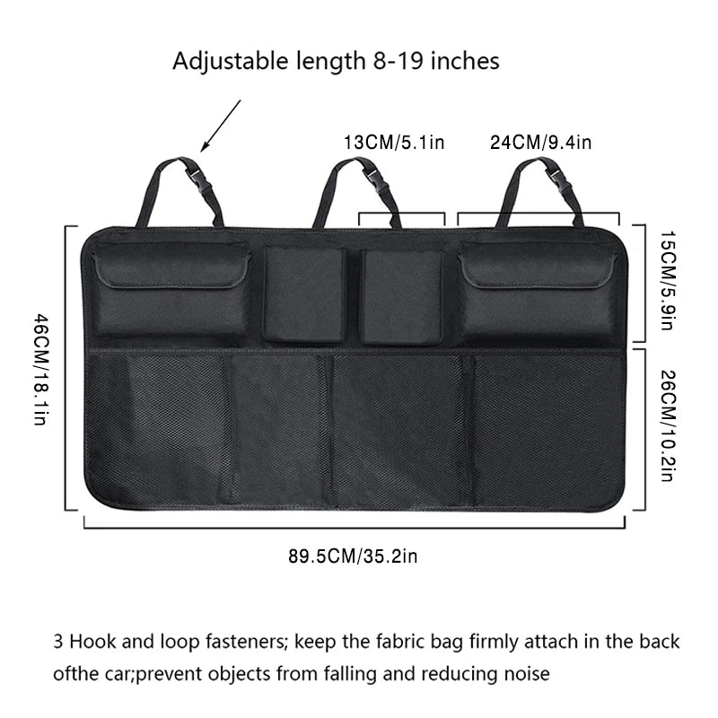 Universal Large Capacity Car Trunk Hanging Storage Bag – Waterproof Oxford Multi-Pocket Organizer for Back Seat & Trunk