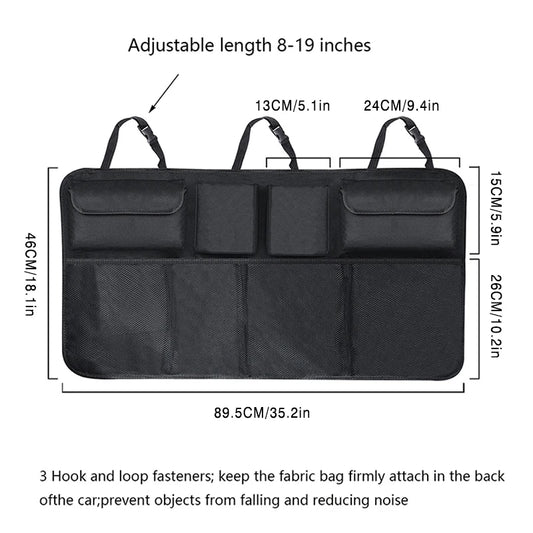 Universal Large Capacity Car Trunk Hanging Storage Bag – Waterproof Oxford Multi-Pocket Organizer for Back Seat & Trunk