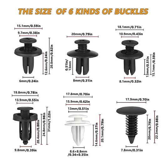 100pcs Auto Fastener Clip Kit – Car Body Push Retainer Pins, Rivet Clips for Bumper, Fender, Door & Trim Panels