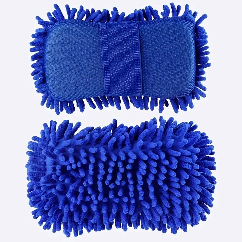 Double-Sided Superfiber Car Wash Gloves β 2-in-1 Cleaning Sponge & Detailing Brush for Auto Care