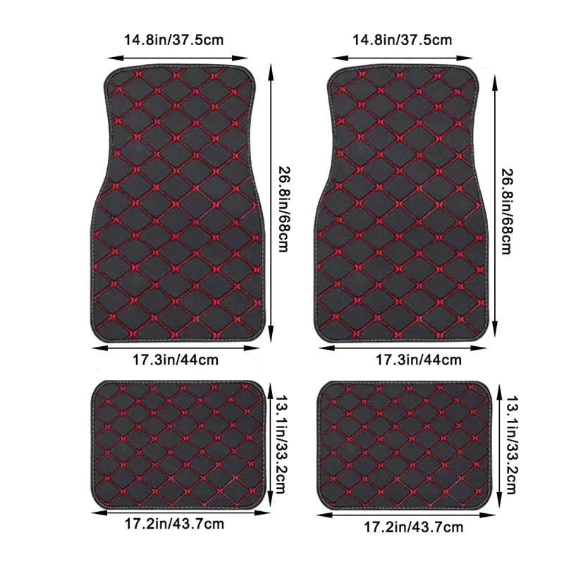 4PCS Universal Car Floor Mats – PU Leather Waterproof Auto Foot Pad Protector Carpet Set (Front & Rear)