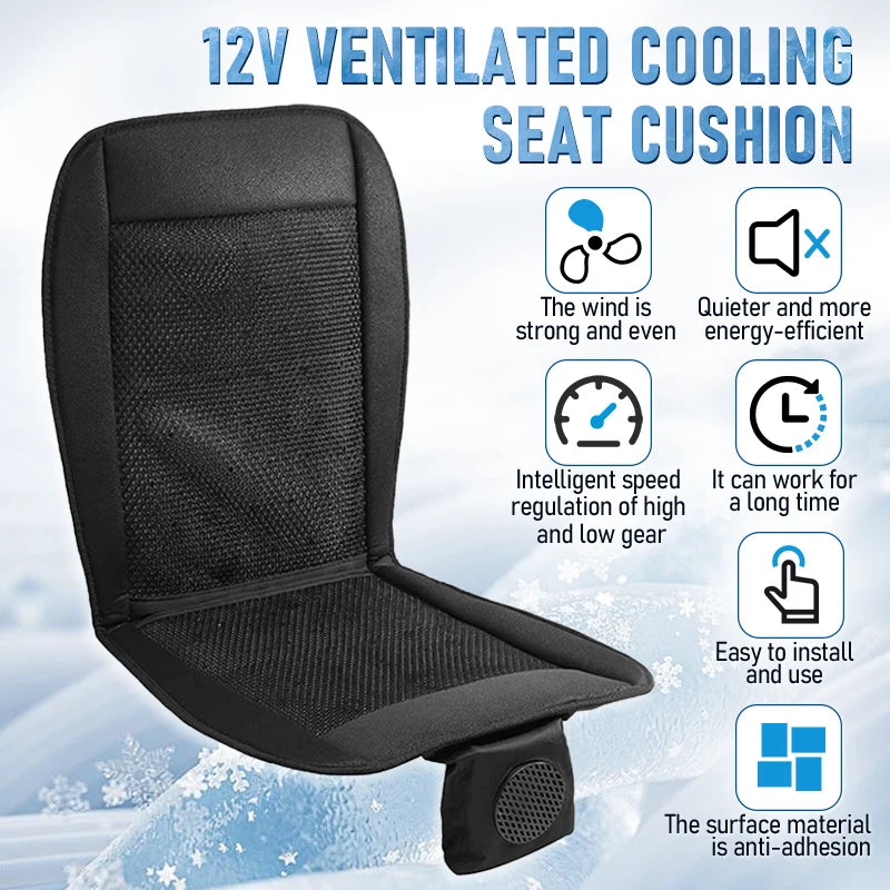 12V Car Cooling Seat Cushion with 8 Fans – Fast Ventilation & Breathable Summer Seat Pad
