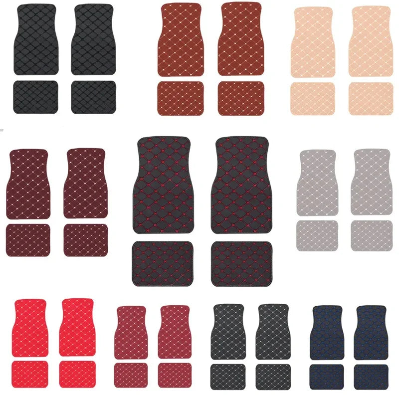 4PCS Universal Car Floor Mats – PU Leather Waterproof Auto Foot Pad Protector Carpet Set (Front & Rear)