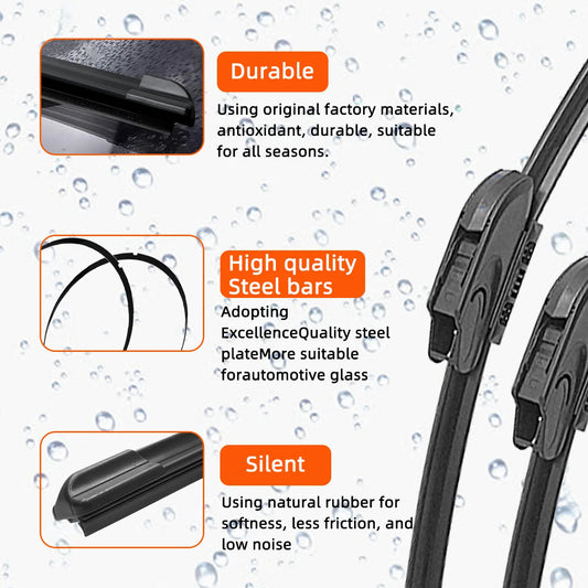 Premium All-Weather Windshield Wipers – 13" to 28" | J/U Hook Fit | For High-End Vehicles