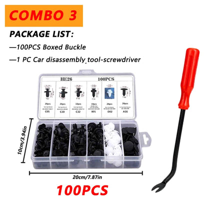 100pcs Auto Fastener Clip Kit – Car Body Push Retainer Pins, Rivet Clips for Bumper, Fender, Door & Trim Panels