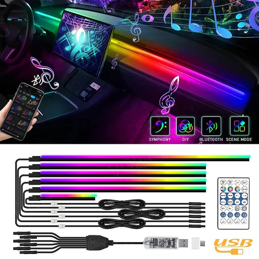 RGB LED Car Ambient Light – USB, App Control, Music Sync (Multiple Kit Options)