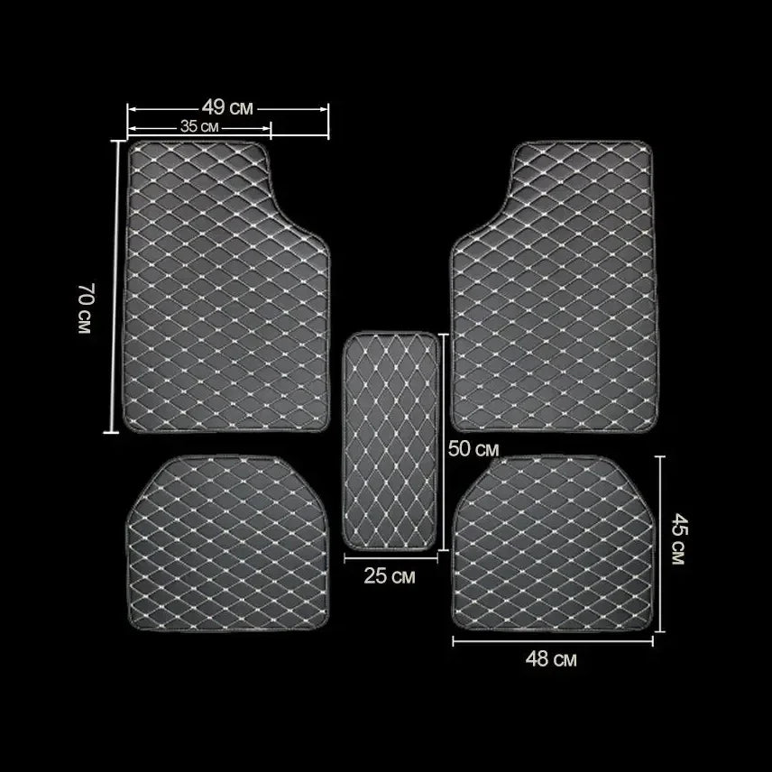 5Pcs Universal Car Floor Mats – Premium PU Leather Waterproof Foot Pad Protector Set for Auto Interior