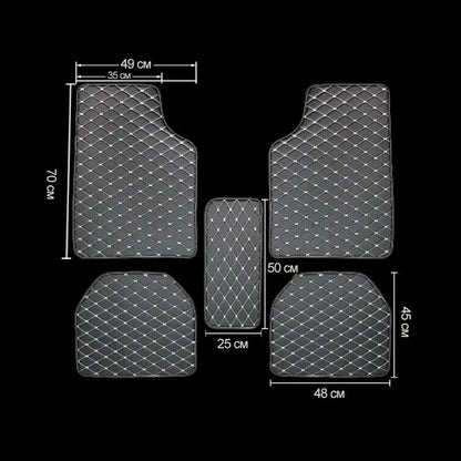 5Pcs Universal Car Floor Mats – Premium PU Leather Waterproof Foot Pad Protector Set for Auto Interior