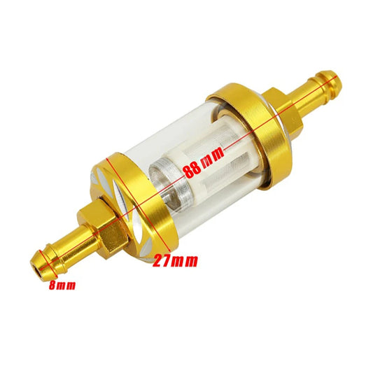 8mm CNC Aluminum Fuel Filter – Universal Inline Gasoline/Oil Filter for Dirt & Pit Bikes 125cc–160cc (CRF70, TTR110, KLX65, etc.)