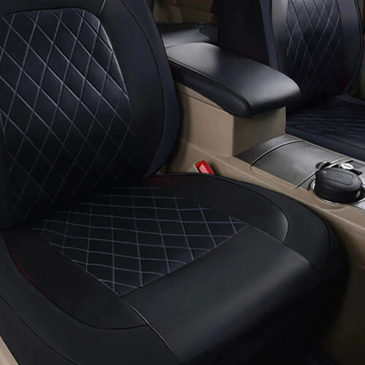 Premium All-Season PU Leather Car Seat Covers – Waterproof, Quilted, Full-Surround Protection for Cars, SUVs & Trucks