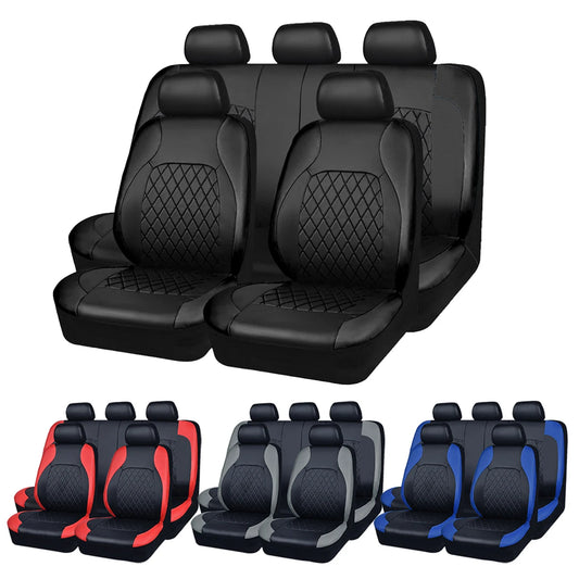 Premium All-Season PU Leather Car Seat Covers – Waterproof, Quilted, Full-Surround Protection for Cars, SUVs & Trucks