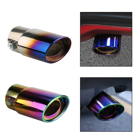 Universal 2.5'' Chrome Stainless Steel Exhaust Muffler Tip – Sporty Rear Tail Pipe for Most Cars