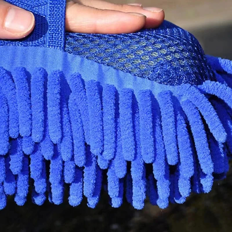 Double-Sided Superfiber Car Wash Gloves – 2-in-1 Cleaning Sponge & Detailing Brush for Auto Care