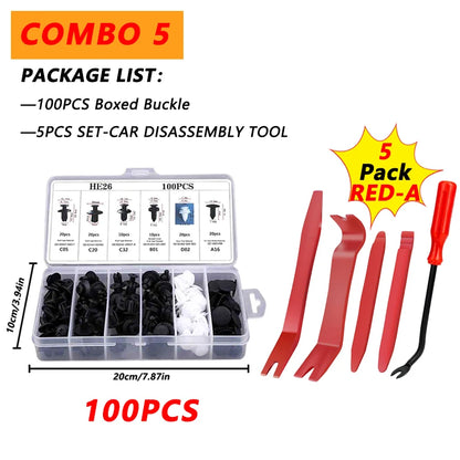 100pcs Auto Fastener Clip Kit – Car Body Push Retainer Pins, Rivet Clips for Bumper, Fender, Door & Trim Panels
