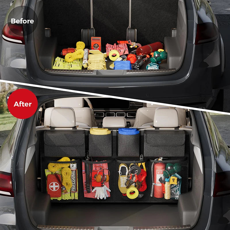 Universal Large Capacity Car Trunk Hanging Storage Bag – Waterproof Oxford Multi-Pocket Organizer for Back Seat & Trunk