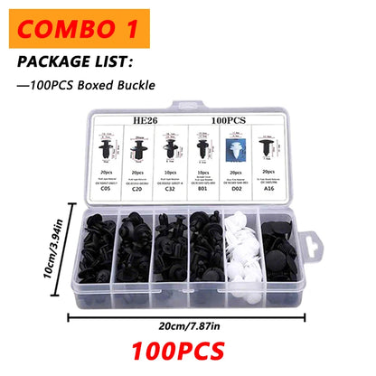 100pcs Auto Fastener Clip Kit – Car Body Push Retainer Pins, Rivet Clips for Bumper, Fender, Door & Trim Panels