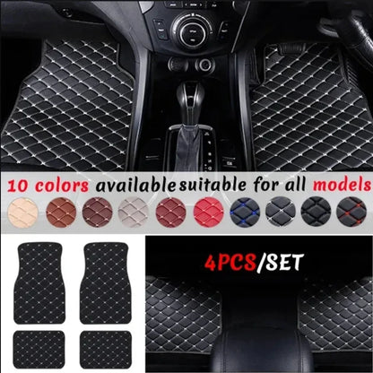 4PCS Universal Car Floor Mats – PU Leather Waterproof Auto Foot Pad Protector Carpet Set (Front & Rear)