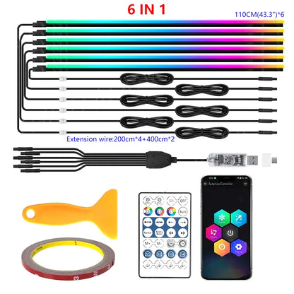 RGB LED Car Ambient Light – USB, App Control, Music Sync (Multiple Kit Options)