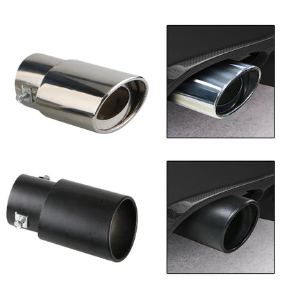 Universal 2.5'' Chrome Stainless Steel Exhaust Muffler Tip – Sporty Rear Tail Pipe for Most Cars