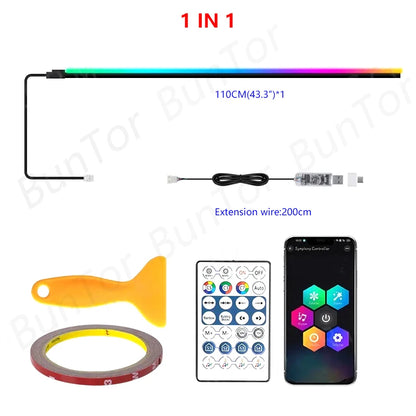 RGB LED Car Ambient Light – USB, App Control, Music Sync (Multiple Kit Options)
