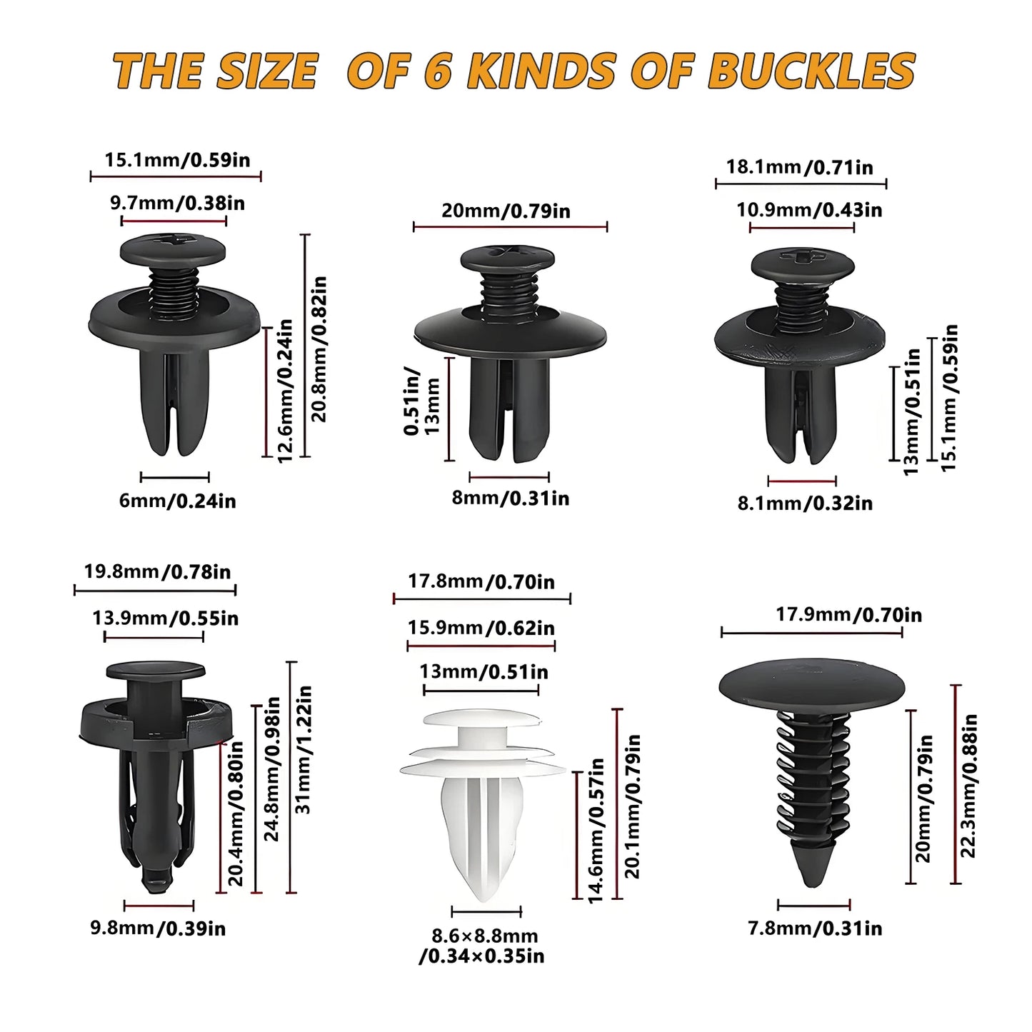 100pcs Auto Fastener Clip Kit – Car Body Push Retainer Pins, Rivet Clips for Bumper, Fender, Door & Trim Panels