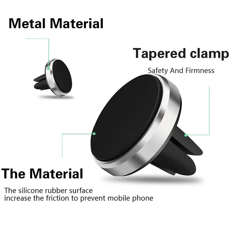Magnetic Car Phone Mount – Ultra-Strong Grip, One-Handed Use, Air Vent Fit