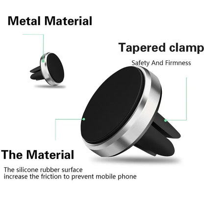 Magnetic Car Phone Mount – Ultra-Strong Grip, One-Handed Use, Air Vent Fit