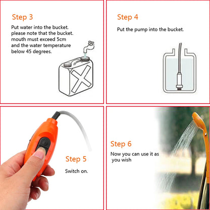 12V Portable Car Washer & Outdoor Shower – DC Powered via Cigarette Lighter for Car Cleaning, Camping & Travel
