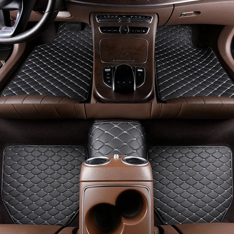 5Pcs Universal Car Floor Mats – Premium PU Leather Waterproof Foot Pad Protector Set for Auto Interior
