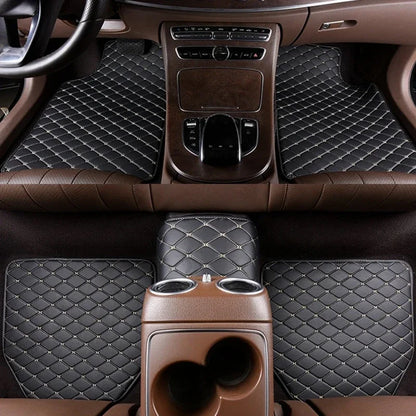 5Pcs Universal Car Floor Mats – Premium PU Leather Waterproof Foot Pad Protector Set for Auto Interior