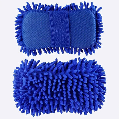 Double-Sided Superfiber Car Wash Gloves – 2-in-1 Cleaning Sponge & Detailing Brush for Auto Care