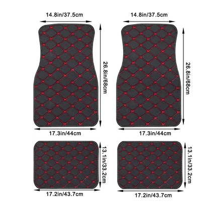 4PCS Universal Car Floor Mats – PU Leather Waterproof Auto Foot Pad Protector Carpet Set (Front & Rear)