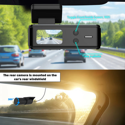 Aprilboy 4K Dual Dash Cam with WiFi – Front and Rear 2160P Car Camera with Night Vision, G-Sensor & 24H Parking Monitor