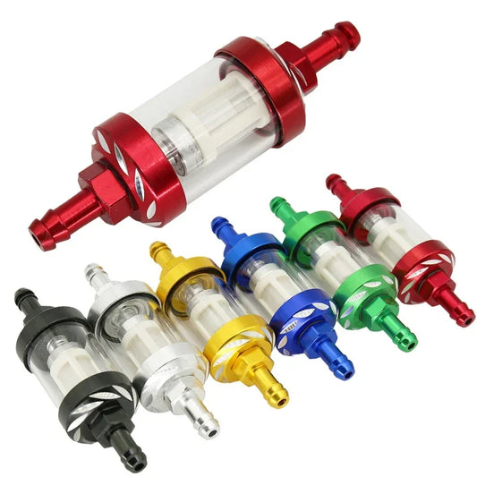8mm CNC Aluminum Fuel Filter – Universal Inline Gasoline/Oil Filter for Dirt & Pit Bikes 125cc–160cc (CRF70, TTR110, KLX65, etc.)