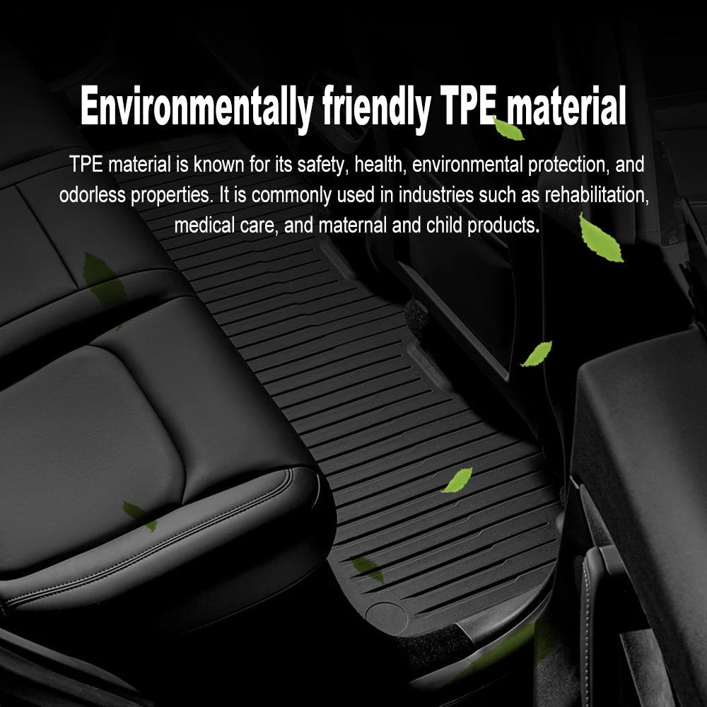 All-Season Waterproof TPE Floor Mats for Tesla Model 3 & Y (2019-2025) — Durable, Non-Slip, Custom Fit