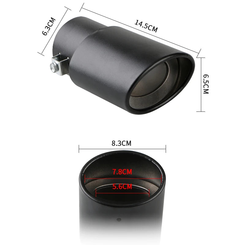 Universal 2.5'' Chrome Stainless Steel Exhaust Muffler Tip – Sporty Rear Tail Pipe for Most Cars