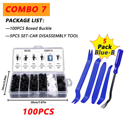 100pcs Auto Fastener Clip Kit – Car Body Push Retainer Pins, Rivet Clips for Bumper, Fender, Door & Trim Panels