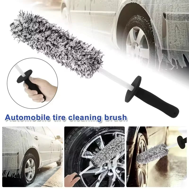 Premium Microfiber Wheel Brush – Non-Slip Handle Rim & Spoke Cleaning Tool for Car Detailing
