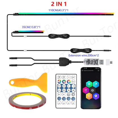 RGB LED Car Ambient Light – USB, App Control, Music Sync (Multiple Kit Options)