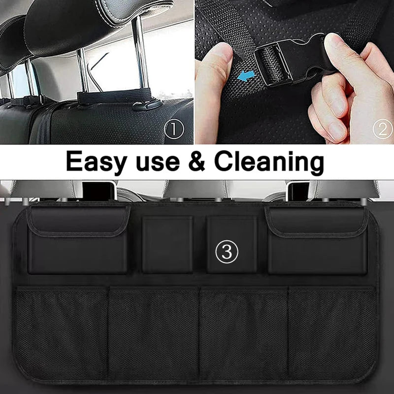 Universal Large Capacity Car Trunk Hanging Storage Bag – Waterproof Oxford Multi-Pocket Organizer for Back Seat & Trunk