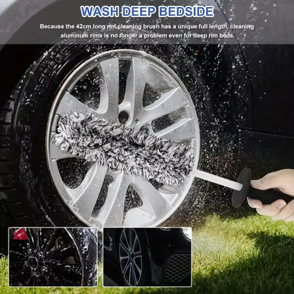 Premium Microfiber Wheel Brush – Non-Slip Handle Rim & Spoke Cleaning Tool for Car Detailing