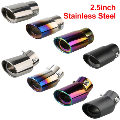 Universal 2.5'' Chrome Stainless Steel Exhaust Muffler Tip – Sporty Rear Tail Pipe for Most Cars