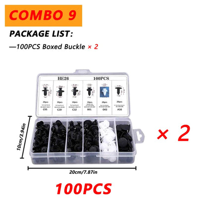 100pcs Auto Fastener Clip Kit – Car Body Push Retainer Pins, Rivet Clips for Bumper, Fender, Door & Trim Panels