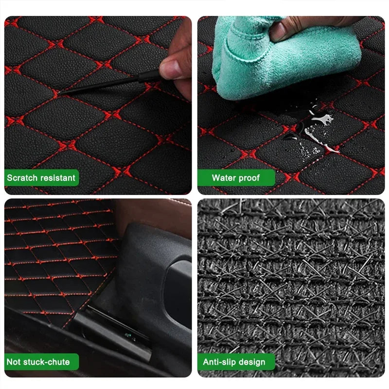 4PCS Universal Car Floor Mats – PU Leather Waterproof Auto Foot Pad Protector Carpet Set (Front & Rear)