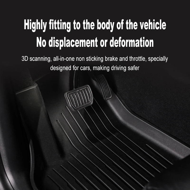 All-Season Waterproof TPE Floor Mats for Tesla Model 3 & Y (2019-2025) — Durable, Non-Slip, Custom Fit