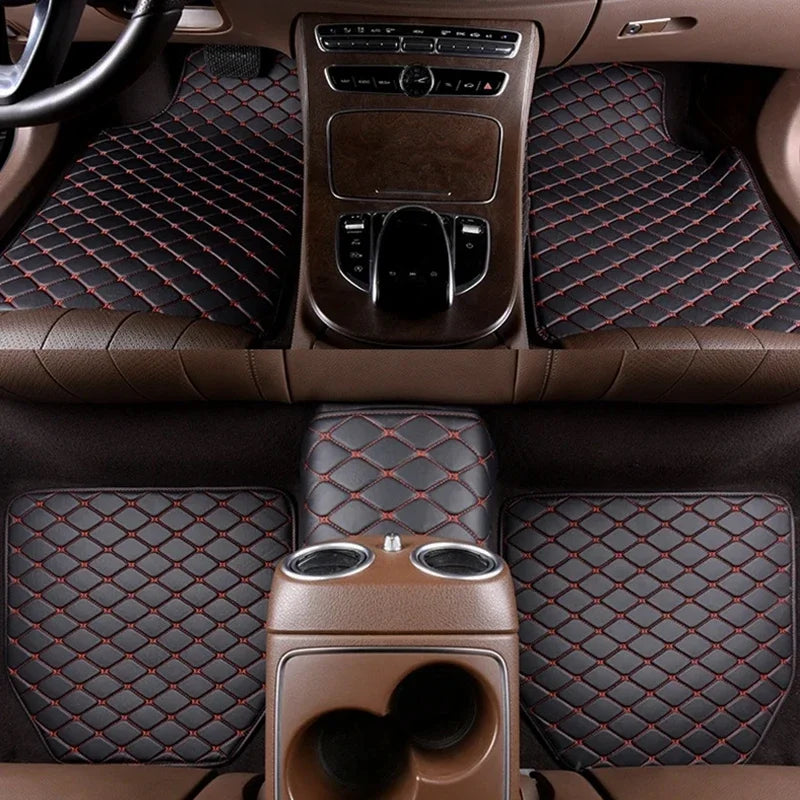 5Pcs Universal Car Floor Mats – Premium PU Leather Waterproof Foot Pad Protector Set for Auto Interior