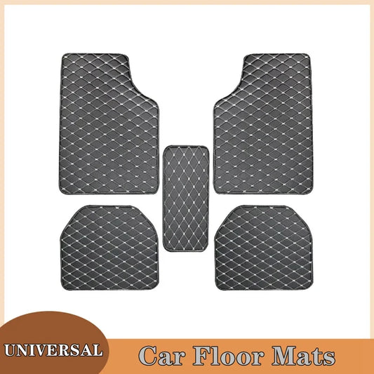5Pcs Universal Car Floor Mats – Premium PU Leather Waterproof Foot Pad Protector Set for Auto Interior